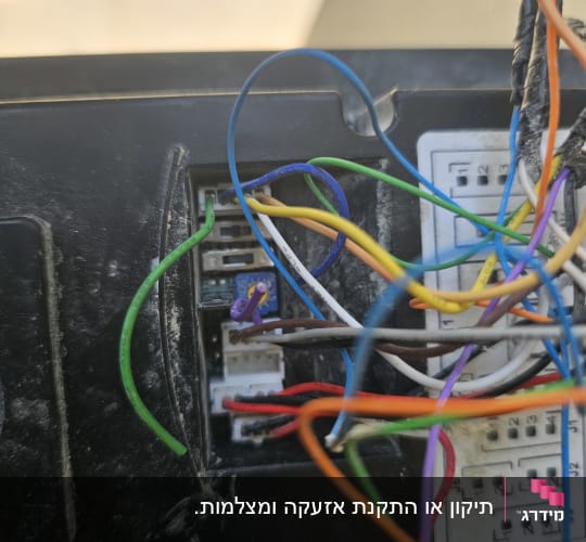 חוטים צבעוניים מחוברים למכשיר אלקטרוני